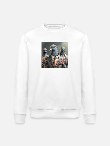 Doves in suits - Stanley/Stella ROLLER Unisex Organic Sweatshirt - white