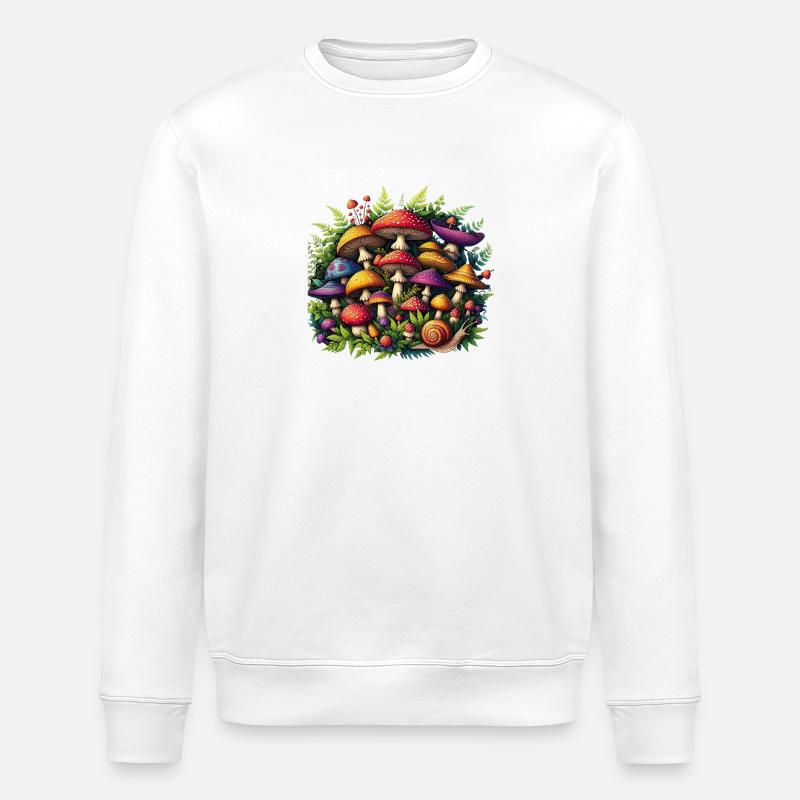 Mushrooms Magic Mushrooms Plain - Stanley/Stella ROLLER Unisex Organic Sweatshirt - white