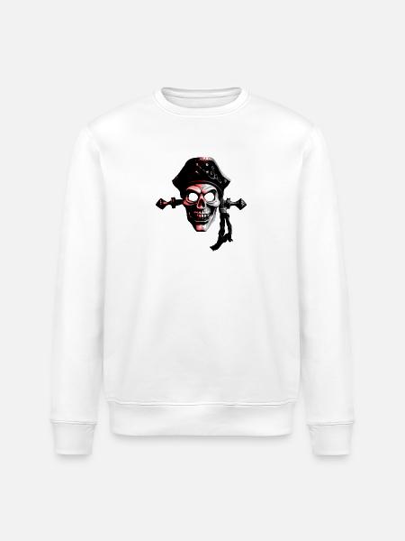 Pirat Comicart Red - Stanley/Stella Unisex Bio-Sweatshirt ROLLER - Weiß
