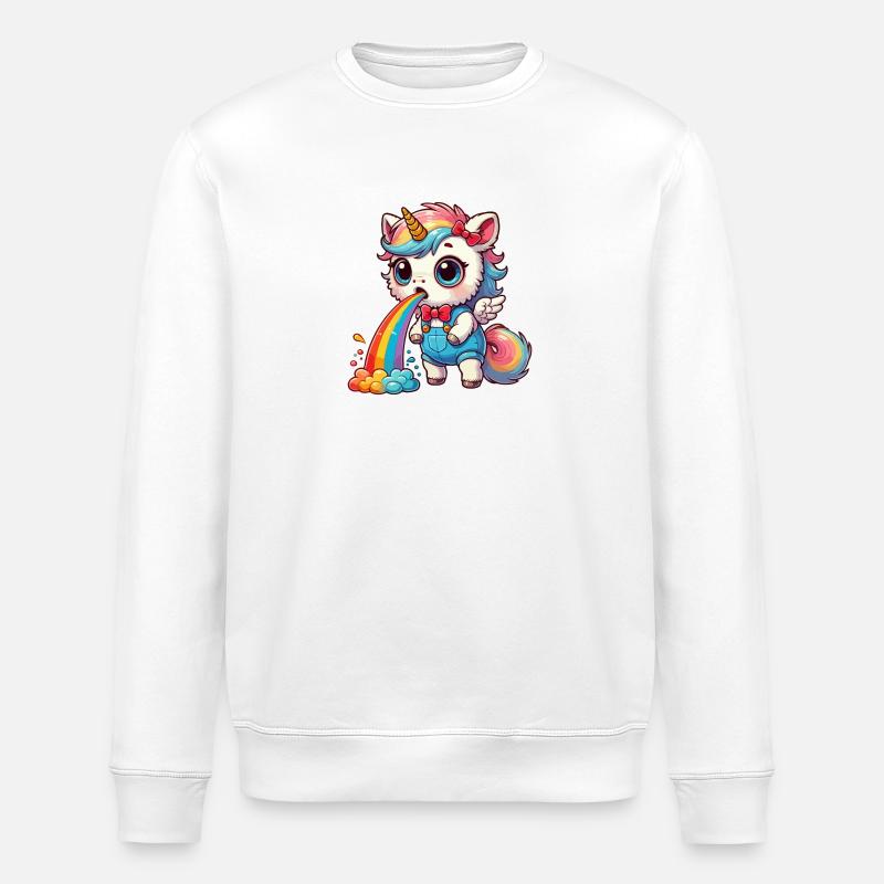 puking unicorn - Stanley/Stella ROLLER Unisex Organic Sweatshirt - white