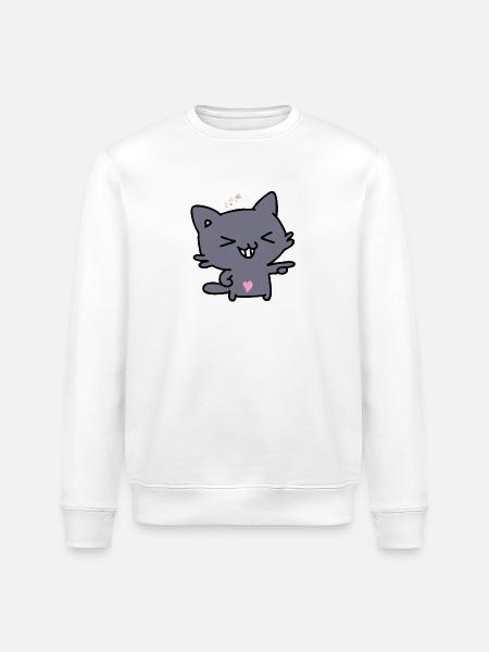 Katze - Stanley/Stella Unisex Bio-Sweatshirt ROLLER - Weiß