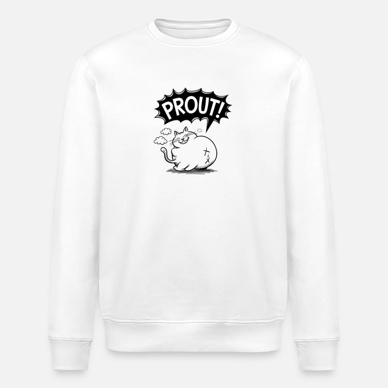 Fart cat - Stanley/Stella ROLLER Unisex Organic Sweatshirt - white