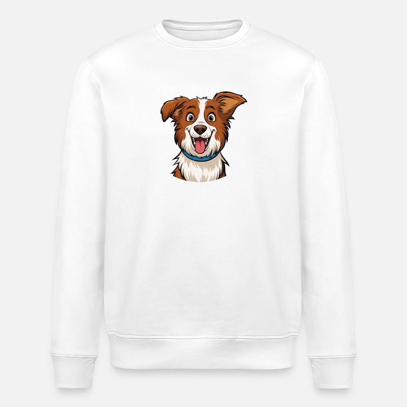 Border Collie Portrait - Stanley/Stella Unisex Bio-Sweatshirt ROLLER - Weiß