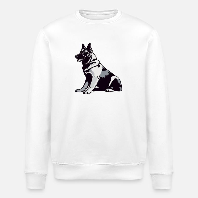 Sitting German Shepherd - Pet Sticker - Stanley/Stella Unisex Bio-Sweatshirt ROLLER - Weiß