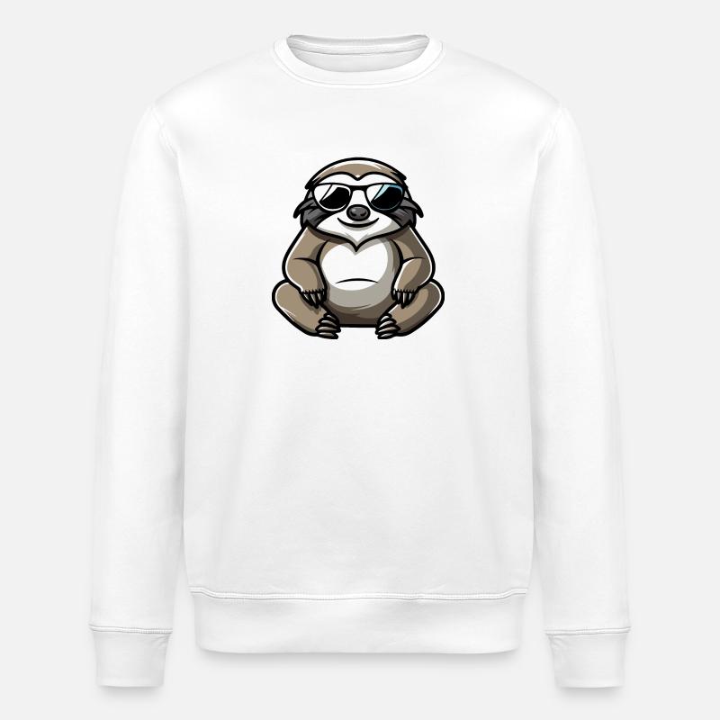 Sloth Comic Cool - Stanley/Stella ROLLER Unisex Organic Sweatshirt - white