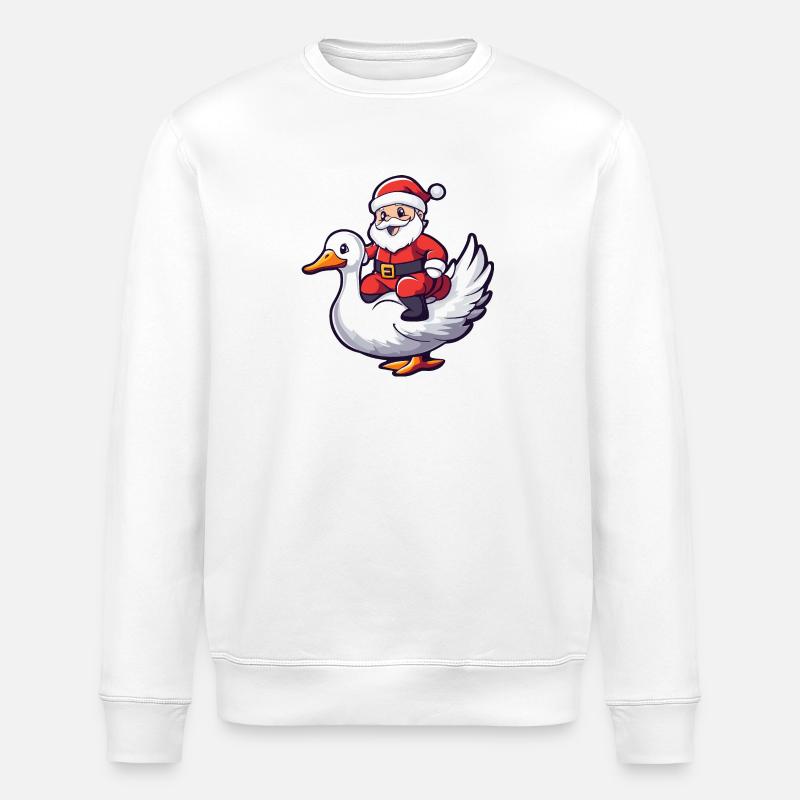 Gans Weihnachtsmann Cartoon - Stanley/Stella Unisex Bio-Sweatshirt ROLLER - Weiß