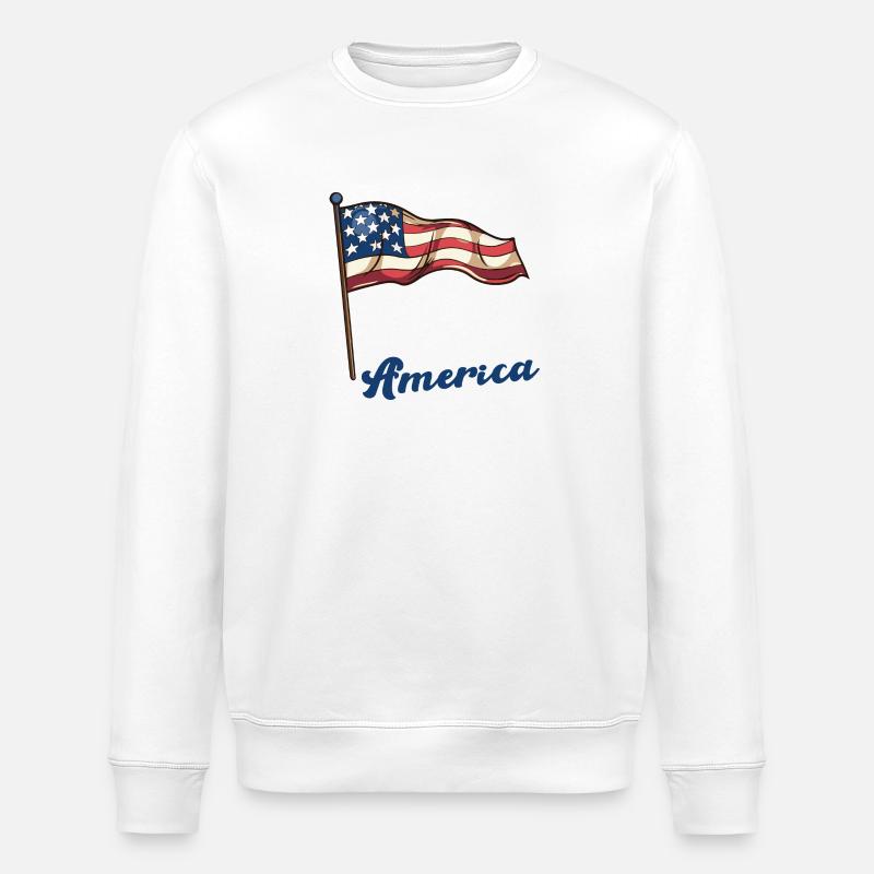 Amerika Fahne - Stanley/Stella Unisex Bio-Sweatshirt ROLLER - Weiß