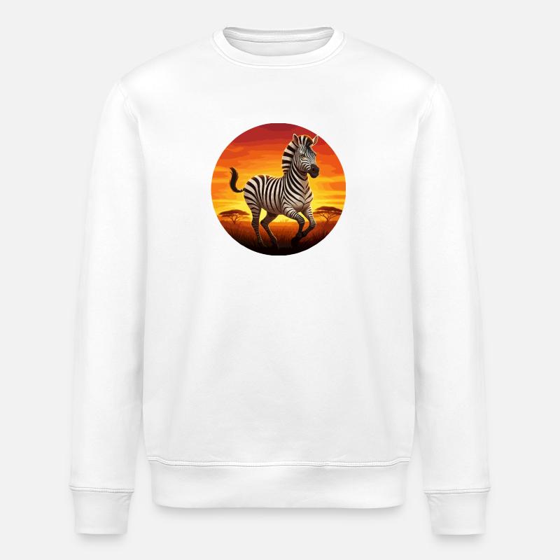 Zebra at sunrise - Stanley/Stella ROLLER Unisex Organic Sweatshirt - white