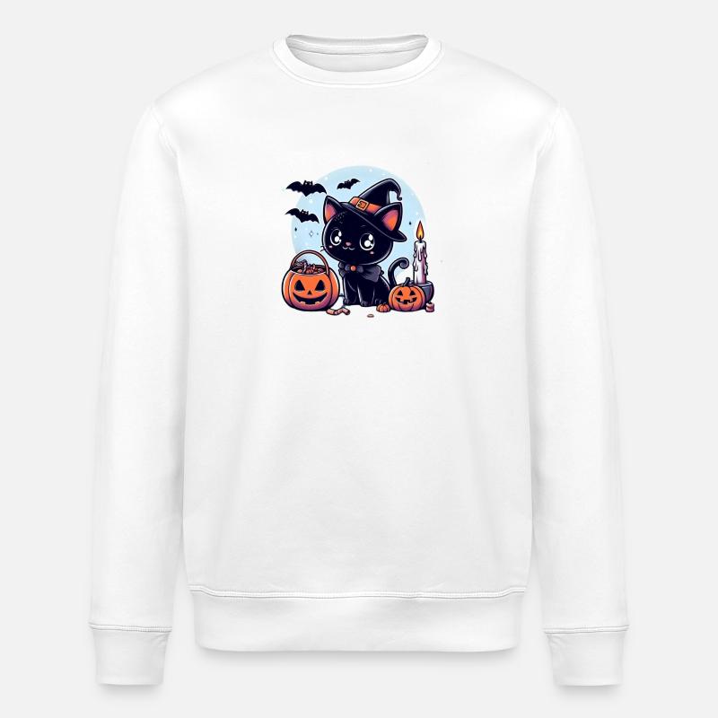Katzen-Halloween - Stanley/Stella Unisex Bio-Sweatshirt ROLLER - Weiß