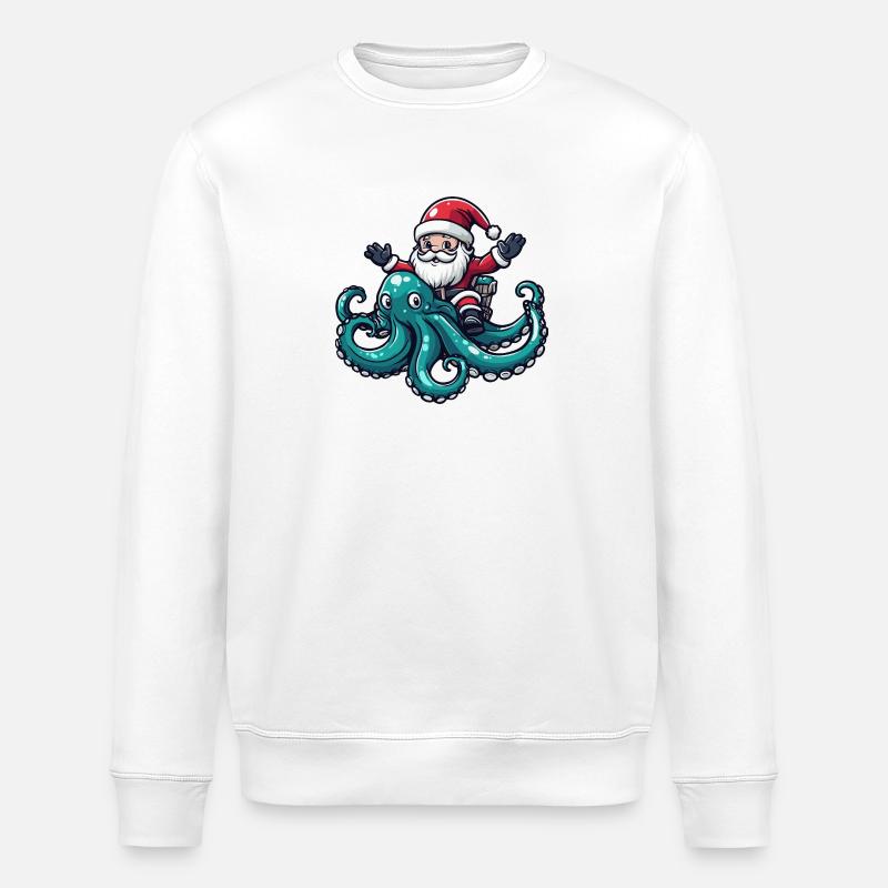 Pieuvre Père Noël Dessin animé - Sweat bio ROLLER Stanley/Stella Unisexe - blanc