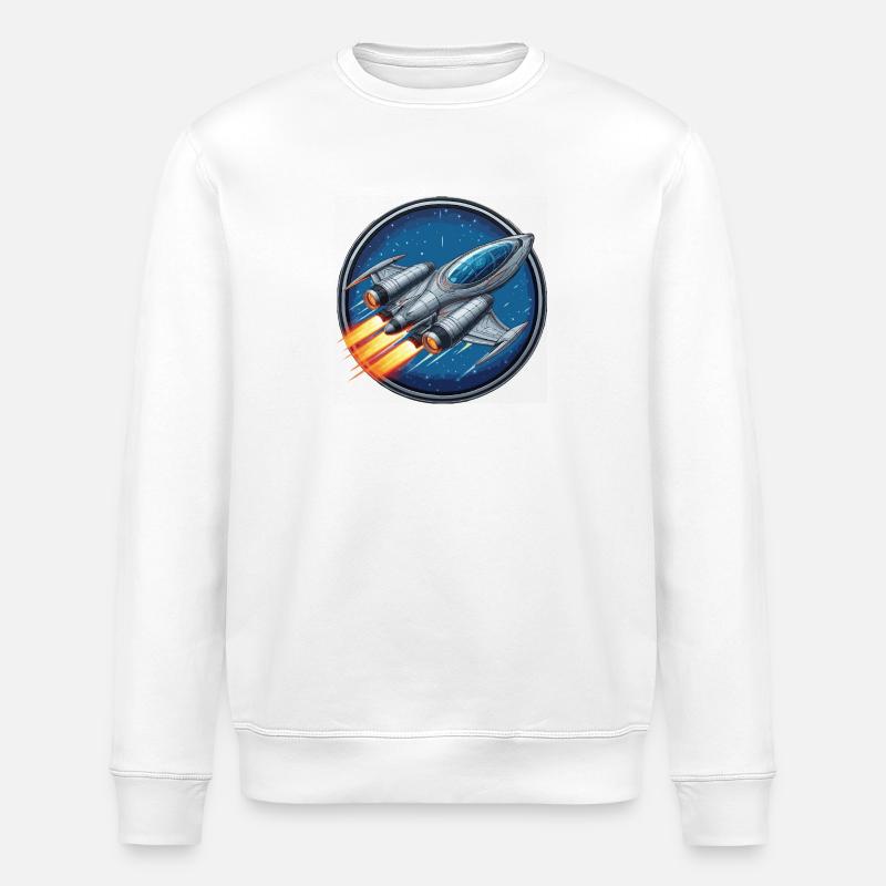 Spaceship silver small - Stanley/Stella ROLLER Unisex Organic Sweatshirt - white
