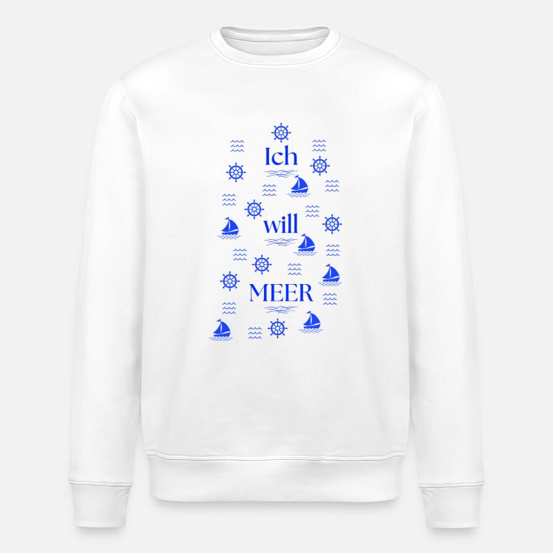 ICH WILL MEER - Stanley/Stella Unisex Bio-Sweatshirt ROLLER - Weiß