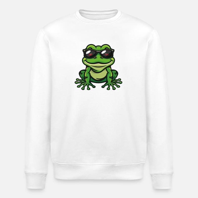 Frosch Comic Cool - Stanley/Stella Unisex Bio-Sweatshirt ROLLER - Weiß
