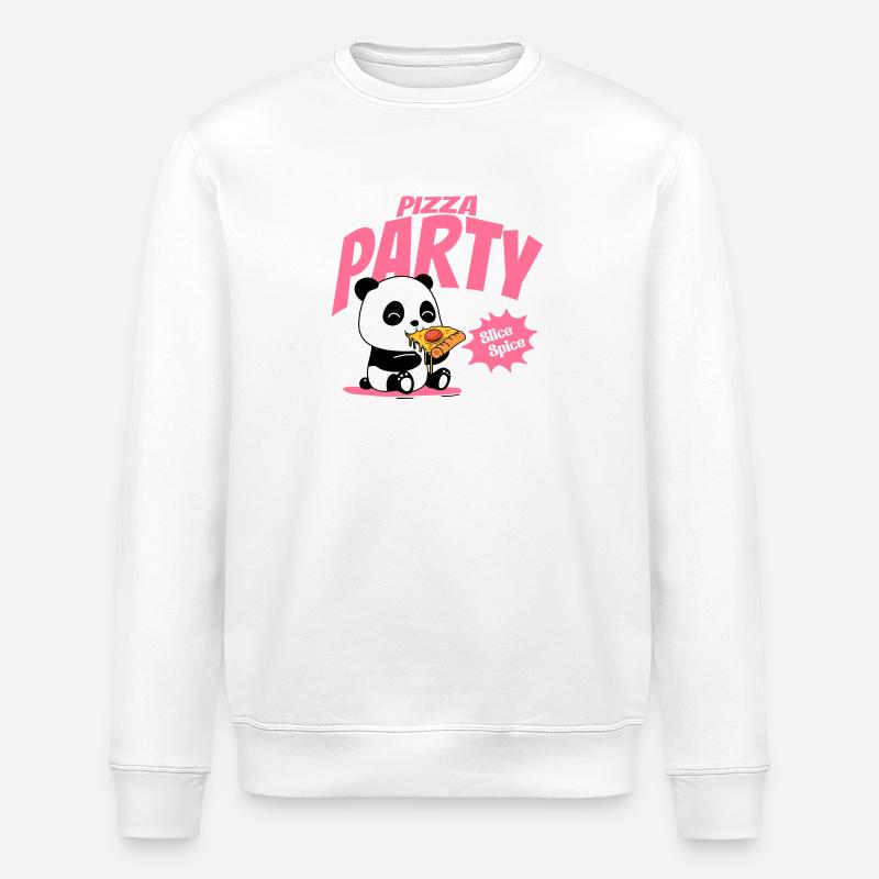 Panda eats pizza - Stanley/Stella ROLLER Unisex Organic Sweatshirt - white