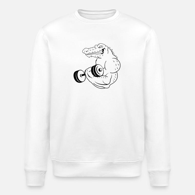 Fitness Crocodile 01 - Stanley/Stella ROLLER Unisex Organic Sweatshirt - white