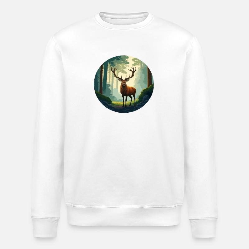 Rotwild im Wald - Stanley/Stella Unisex Bio-Sweatshirt ROLLER - Weiß