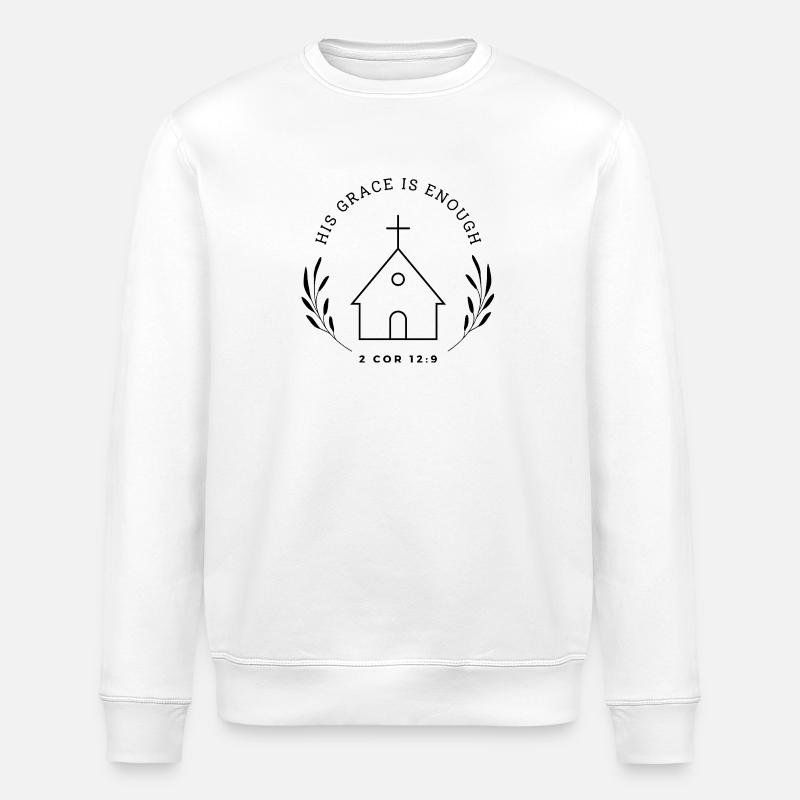 His grace is sufficient - Stanley/Stella ROLLER Unisex Organic Sweatshirt - white