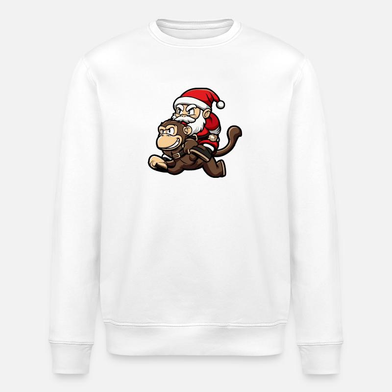 Affe Weihnachtsmann Cartoon - Stanley/Stella Unisex Bio-Sweatshirt ROLLER - Weiß