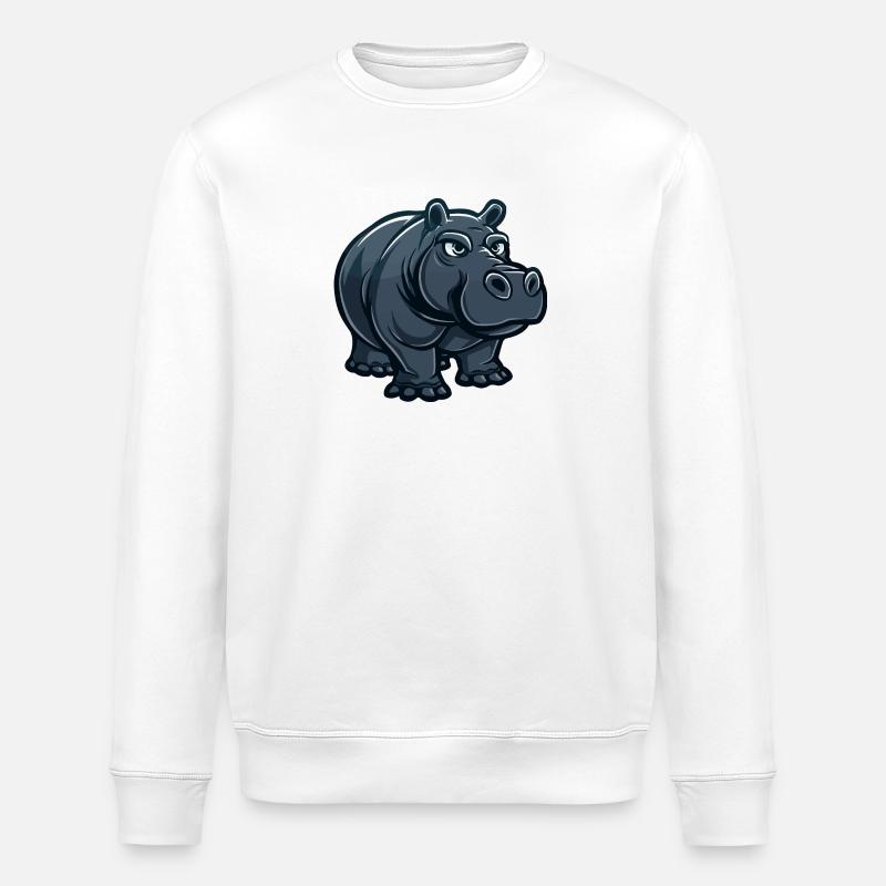 Hippo Comic - Stanley/Stella ROLLER Unisex Organic Sweatshirt - white