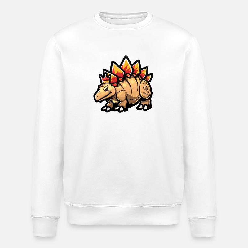 Dinosaurier stegosaurus Cartoon Krone - Stanley/Stella Unisex Bio-Sweatshirt ROLLER - Weiß