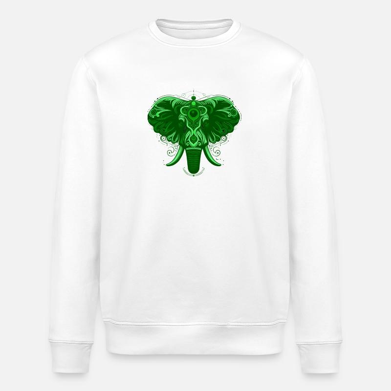 Tier Elefant Grün - Stanley/Stella Unisex Bio-Sweatshirt ROLLER - Weiß