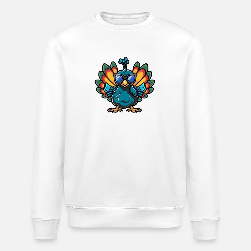 Pfau Vogel Comic Cool - Stanley/Stella Unisex Bio-Sweatshirt ROLLER - Weiß