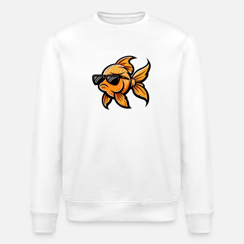Goldfish Comic Cool - Stanley/Stella ROLLER Unisex Organic Sweatshirt - white