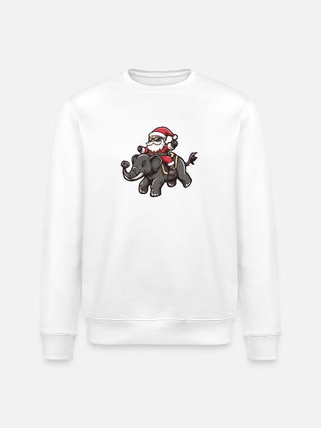 Elefant julemanden tegnefilm - Stanley/Stella økologisk unisex-sweatshirt ROLLER - hvid