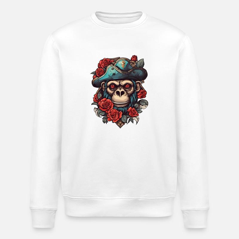 Piraten Affe - Stanley/Stella Unisex Bio-Sweatshirt ROLLER - Weiß