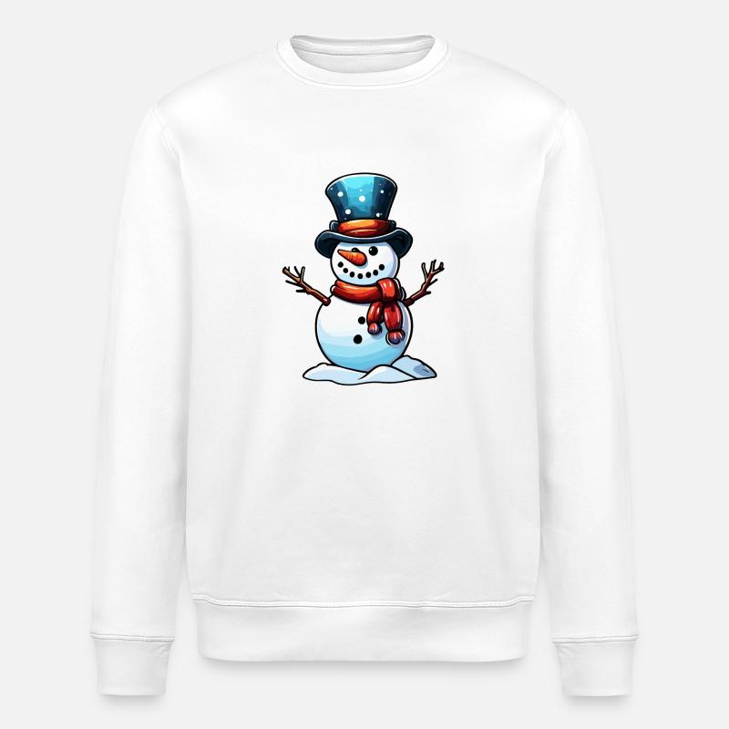 Snowman / Winter / Snow / Comic / Cold - Stanley/Stella ROLLER Unisex Organic Sweatshirt - white
