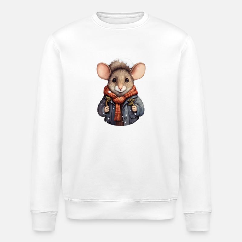 Souris d’hiver - Sweat bio ROLLER Stanley/Stella Unisexe - blanc