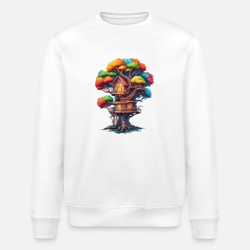 Baumhaus / Baumkrone / Baumhütte / Abenteuer - Stanley/Stella Unisex Bio-Sweatshirt ROLLER - Weiß