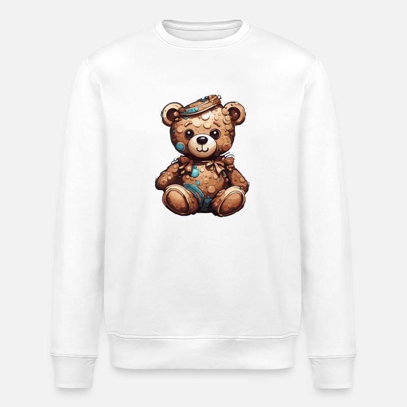 Teddybär / Kuscheltier / Stofftier / Geschenkidee - Stanley/Stella Unisex Bio-Sweatshirt ROLLER - Weiß