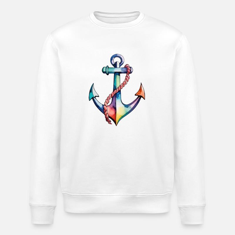 Anker Wasserfarben Aquarell - Stanley/Stella Unisex Bio-Sweatshirt ROLLER - Weiß