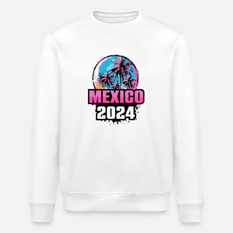 Mexico 2024 Palm Trees - Stanley/Stella ROLLER Unisex Organic Sweatshirt - white