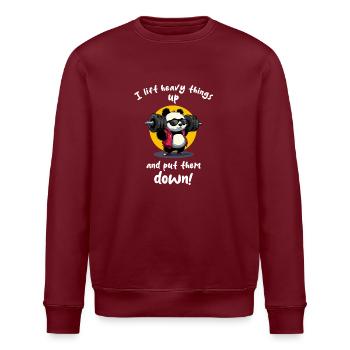 I lift heavy things up and put them down-Gym Panda - Stanley/Stella Unisex Bio-Sweatshirt ROLLER - Weiß - Vorne - Nik (191cm)