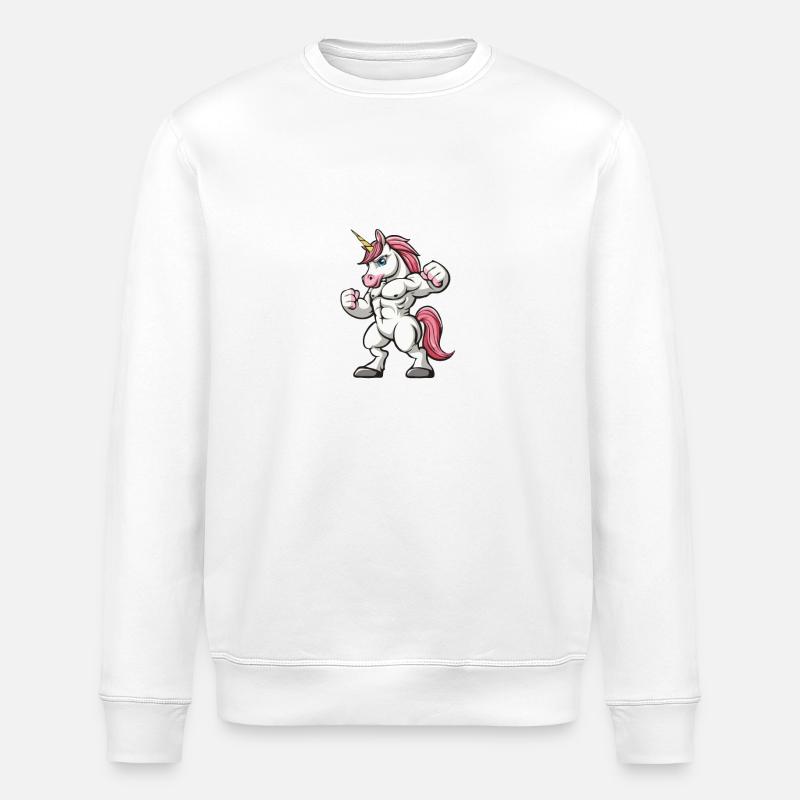 Train hard - Gym Unicorn - Stanley/Stella Unisex Bio-Sweatshirt ROLLER - Weiß