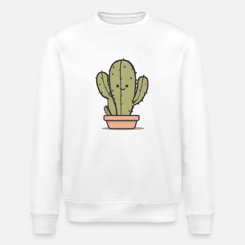 Fröhlicher Kaktus - Stanley/Stella Unisex Bio-Sweatshirt ROLLER - Weiß