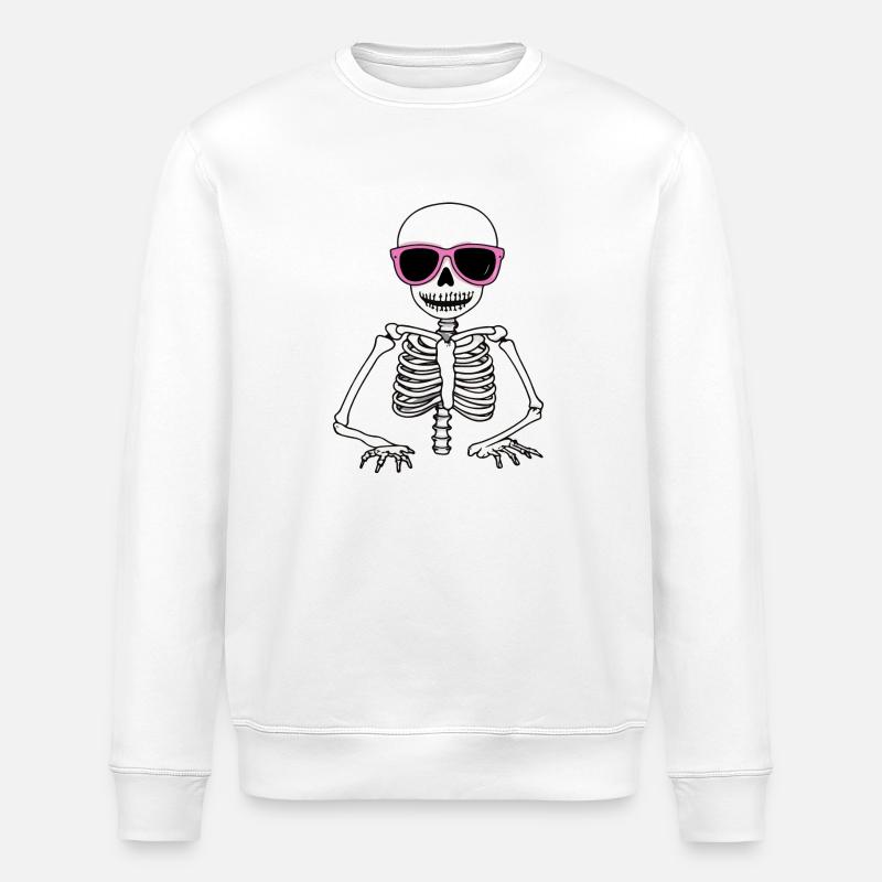 Squelette Halloween Cool - Sweat bio ROLLER Stanley/Stella Unisexe - blanc