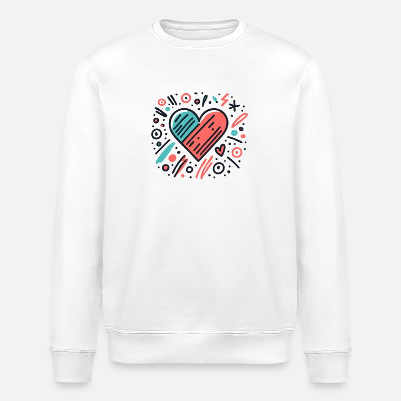 Herz von Kind gemalt - Stanley/Stella Unisex Bio-Sweatshirt ROLLER - Weiß