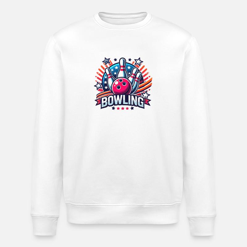 Bowling Logo - Stanley/Stella ROLLER Unisex Organic Sweatshirt - white