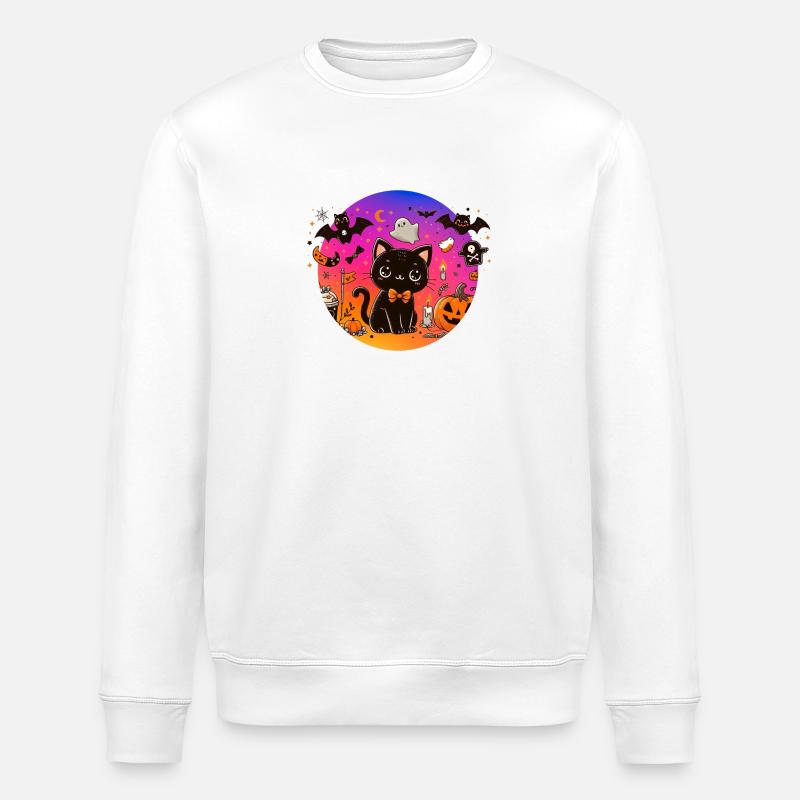Cute kitten halloween - Stanley/Stella ROLLER Unisex Organic Sweatshirt - white