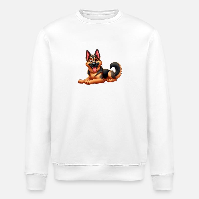 German Shepherd 3 - Stanley/Stella ROLLER Unisex Organic Sweatshirt - white