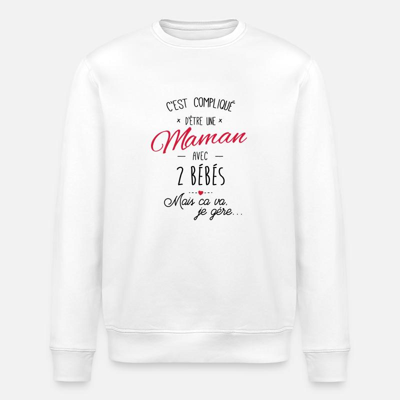 maman avec 2 bébés - Sweat bio ROLLER Stanley/Stella Unisexe - blanc
