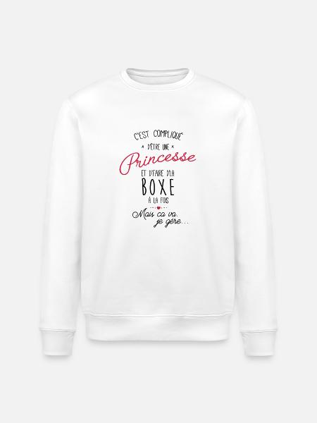 princesse et Boxe - boxeuse - Sweat bio ROLLER Stanley/Stella Unisexe - blanc