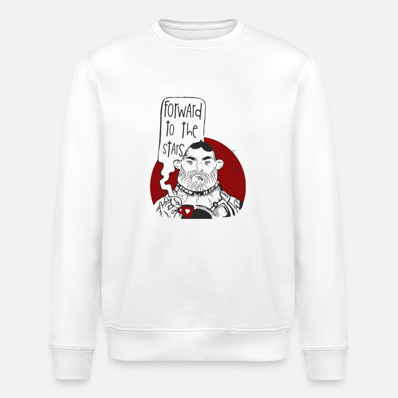 Kosmonaut mit dem Kaffee - Stanley/Stella Unisex Bio-Sweatshirt ROLLER - Weiß
