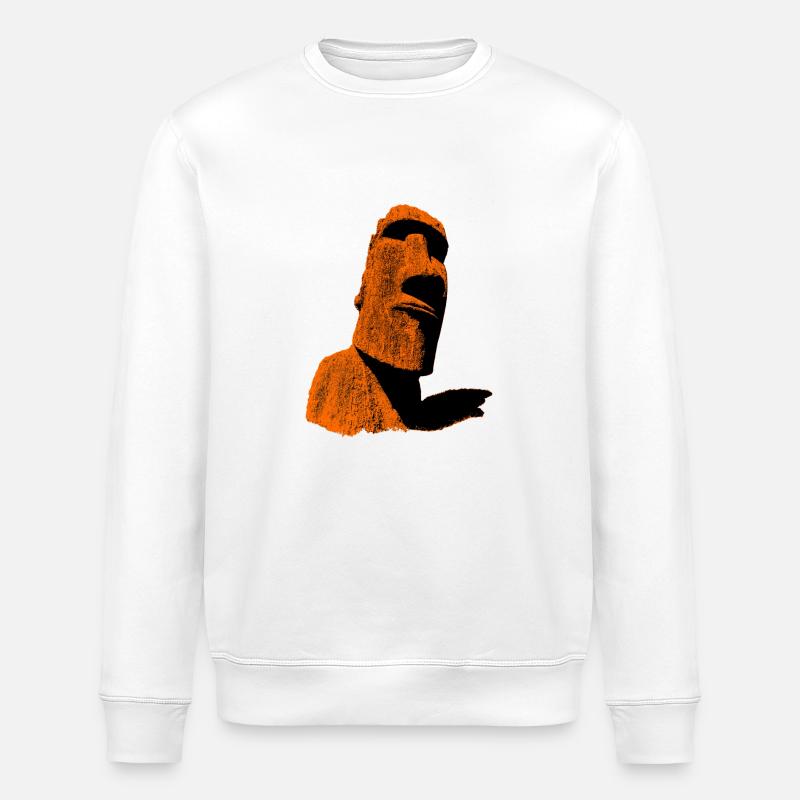 Moai Orange - Stanley/Stella Unisex Bio-Sweatshirt ROLLER - Weiß