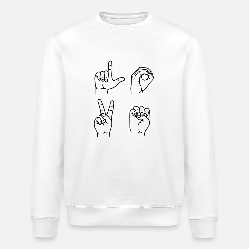 Fingeralphabet-LOVE 2 - Stanley/Stella Unisex Bio-Sweatshirt ROLLER - Weiß