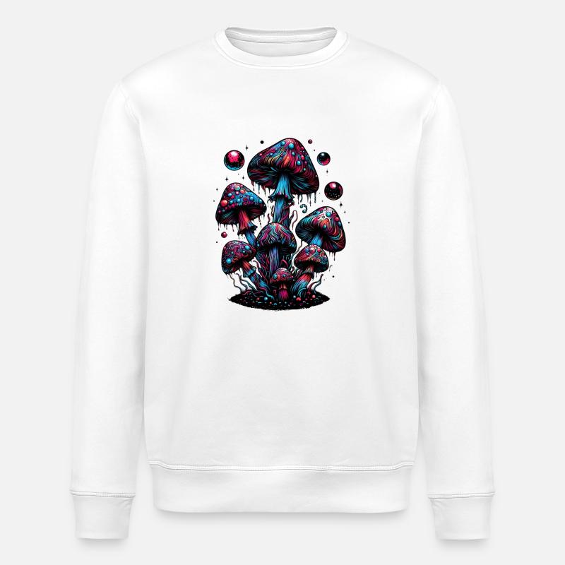 Psychedelic Mushroom Magic - Stanley/Stella ROLLER Unisex Organic Sweatshirt - white