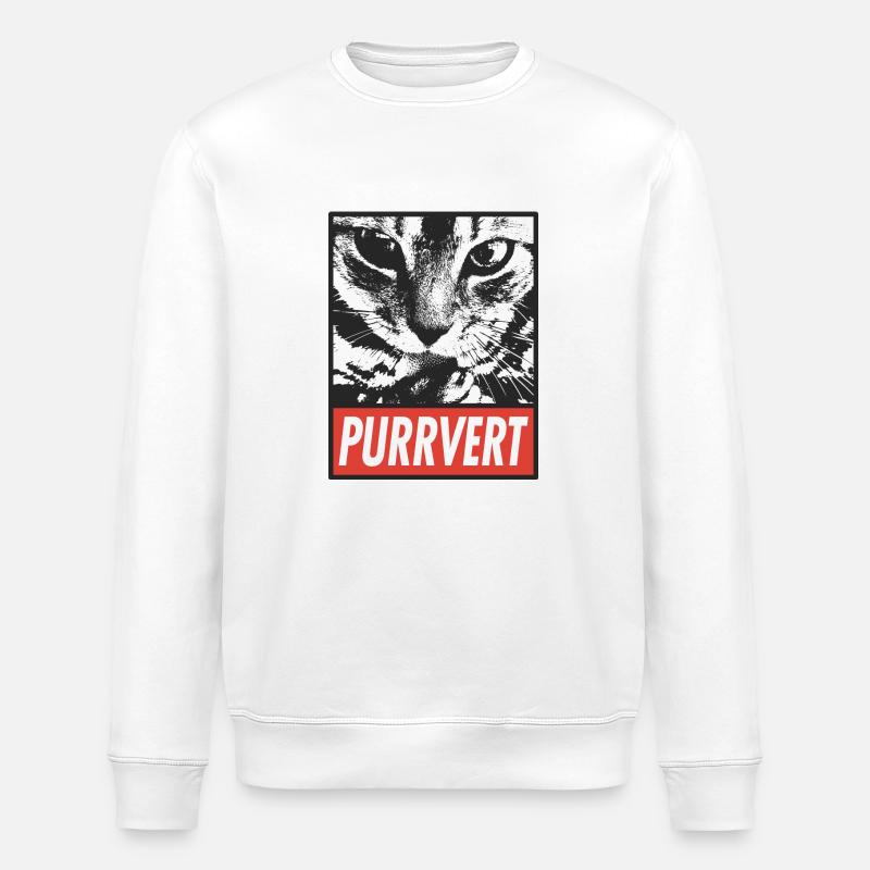 Purrvert – einzigartige Katzengrafik - Stanley/Stella Unisex Bio-Sweatshirt ROLLER - Weiß